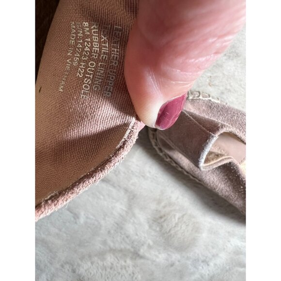 Tory Burch Pink Suede Espadrille Flats W/ Pearl Logo & Black Toe Cap - Picture 11 of 13